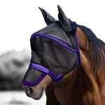 Harrison Howard Maskology Supreme Nylon Framework Micro-woven Material UV-proof Horse Fly Mask Black/Purple (Full Size)