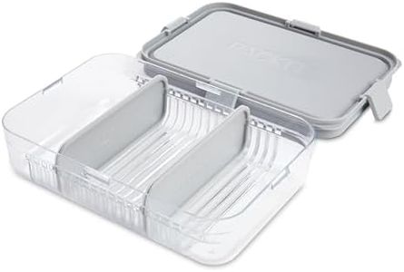 PACKIT Mod Bento Lunch Box - Steel Grey Airtight Food Storage Container | 3 Customisable Compartments | 1.1L Capacity | Leak-Resistant, Freezer, Dishwasher, and Microwave Safe (Remove Lid)