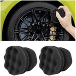 Suvnie 2 PCS Tire Shine Applicator, Reusable Foam Car Tire Dressing Applicator Pads with Ergonomic Design, Durable Automotive Detailing Sponge Tool for Applying Tire Shine (Black, Small)