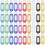 110 Pack Key Tags with Labels Plastic Keychain Tags, Assorted Color ID Label Tags Luggage Tags with Split Ring and Lable Window for Luggage Pet Id Name Office, 10 Colors