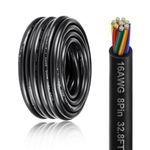 16 Gauge 8 Conductor Electrical Wire, 32.8FT 16AWG PVC Thermostat Wire, Low Voltage Landscape Wire, Flexible Cord for LED Lighting Strips Automotive Garden Bell Speaker