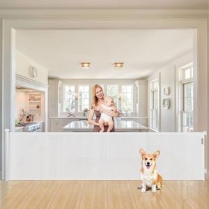 Ycozy Retractable Baby Gate, Extra Wide Safety Stairs Gate or Pet Gate, 33” Tall, Extends to 118” Wide, Mesh Safety Dog Barrier Gate for Stairs, Indoor, Outdoor, Doorways