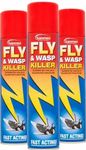 3x 400ml Sanmex Fly & Wasp Killer Fast Acting Spray Zapper Repellent Insecticide