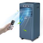 COSTWAY Portable Air Conditioner, 10000BTU Air Cooler with Drying, Fan, Sleep Mode, 2 Speeds, 24H Timer Function, Remote Control, Cools Room up to 350 Sq. ft, Air Cooling Fan for Home & Office Use, Window Kit Included(10000BTU-Dark Blue)