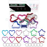 Keadic 24Pcs Aluminum Spring Snap Hook Keyring Assortment Set Contains Mini Star & Heart Shape Quick Release Auto Locking Key Chains and 1" Steel Key Rings for Outdoor Sports Fishing Hiking Camping