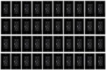 Greencycle Black 15 Amp GFCI Outlet with USB C & USB A Ports, 40PK Self Test GFCI Electrical Outlet Combination with USB,with LED Indicator,Residential & Commercial Grade, Includes Wall Plate & Screws
