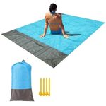 MEZO Polyester Beach Mat Waterproof Sandproof Mat Sand Free Beach Blanket for 2-7 Adults, Pocket Blanket Mat for Travel, Camping, Hiking, Music Festivals - 200 * 210 cm (Multi Color)