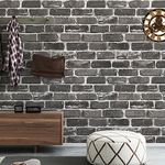 FlockenHome 17.5" x 472" Flat Faux Brick Stone Wallpaper Roll Wall Decor Stick on Door Countertop Liners Blocks Vintage grey