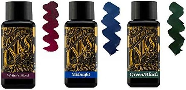 Diamine Fountain Pen Ink 30ml - 3 x Bottles - Writers Blood & Midnight Blue & Green Black