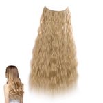 Traziewell Hair Extensions Medium Hair Curly Hair Extension Adjustable Invisible Wire Hair Pieces Natural Wavy Long Synthetic Hairpieces for Women One Piece High Temperature Fiber 1116