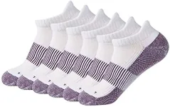FOOTPLUS Womens Golf Socks Copper Breathable Moisture Wicking Arch Support Hiking Athletic Socks Casual Dress Socks Mother Day Gift, 6 Pairs White& Purple, Medium