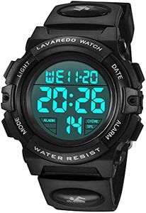 Kids Watch,Boys Watch for 6-15 Year Old Boys,Digital Sport Outdoor Multifunctional Chronograph LED 50 M Waterproof Alarm Calendar Analog Watch for Children with Silicone Band Black