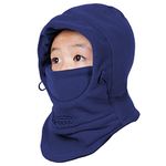 Azarxis Kids Balaclava Fleece Hat Thermal Full Face Cover Cap Winter Warm Neck Warmer Hood Windproof Adjustable for Boys Girls Skiing Snowboarding Skating Cycling Hiking Outdoor (Navy Blue)