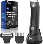 INVJOY Body Trimmer for Men, Ball Shaver, Electric Groin & Pubic Hair Trimmer, Waterproof Wet/Dry Groomer, Replaceable Ceramic Male Hygiene Razor Clippers w/ Charging Dock for Full Body Grooming