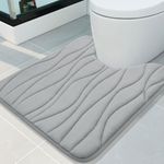 Buganda Memory Foam Toilet Rugs U-Shaped 24x20, Ultra Soft and Absorbent Bathroom Rugs, Non-Slip Toilet Bath Mat, Machine Wash Dry, Contour Bath Rugs for Toilet Base, Grey