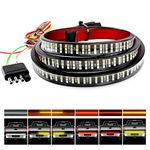 Nilight TR-04 Truck Tailgate Bar 60" Triple Row 504 LED Strip with Red Brake White Reverse Sequential Amber Turning Signals Strobe Lights，2 Years Warranty