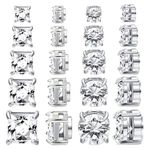 NEWITIN 9 Pairs Magnetic Earrings for Men Clip on Earring Stainless Steel Magnet Earring Unisex Hoop Dangle Cross CZ Studs Non Piercing Magnetic Stud Earrings for Men Women, 4-8 MM, Metal, Cubic