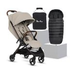 Silver Cross - Clic 2 Compact Stroller, Travel Bag & Footmuff - Travel Stroller for Life On The Go - Foldable & Lightweight - Suitable from Birth to 4 Years - Latte