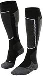 FALKE Men's SK2 Intermediate Cashmere Ski Socks, Knee High, Mid Weight, Breathable Quick Dry, Merino Wool Cashmere, Black (Black-Mix 3010), 10.5-11.5, 1 Pair