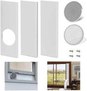 Mxclimate Portable Air Conditioner Window Seal Plates Kit Compatible with 5'' Diameter Exhaust AC Hose,Unique Bird Guard & Seal Strip Desgin,Adjustable Sealing Panels for Sliding,Hung Windows