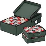 ZOBER Christmas Ornament Storage Box - Stores 64 Ornaments W/Dividers - 600D Oxford Fabric Christmas Ornament Storage Containers - 3 Inch Cube Compartments