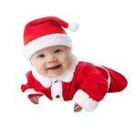 Cotton Soft Santa Claus Dress For Kids, Santa Claus Dress For New Born Baby Girl & Baby Boy| Christmas Costume Dress SIZE 1 - Red (Age 0 Month to 1 Year Old Baby)