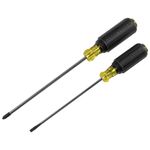 Klein Tools 85742 Screwdriver Set, 3/16 Cabinet and #2 Phillips Precision Machined Tips, Cushion-Grip Handles, Round Shank, 2-Piece