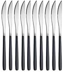 Spatlus Dinner Knives Set Stainless Steel Shiny Mirror Dinner Knife, Butter Knife Spreader Table Knives Stainless Steel Butter Spreader Knife (Black, Set of 10)