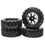 JIUWU 4 Pcs Black 1:10 Scale RC Tires Wheel Rims Crossing Rubber On Road Parts