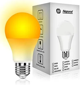 Neporal Amber Light Bulbs, 9W 60W Equivalent A19 Soft Light Bulbs, Blue Light Blocking Warm Light Bulbs, 1800K Amber Night Light Bulbs, Dim Light Bulbs for Healthy Sleep and Baby Nursery Light (1)