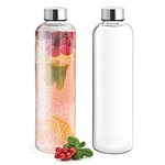 TREO by Milton Clarion Borosilicate Glass Water Bottle, Set of 2, 1000 ml Each, Transparent | Shakes | Smoothies | Water Bottle | Milk Bottle | Juice | Cocktail Bottle | Fusion Water | Chaas Bottle