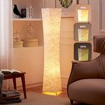 LEONC 52" Floor Lamp with Fabric Shade & 2 Bulbs for Bedroom Living Room Warm Atmosphere (Slim Size: 7.8 x 7.8 x 52 inch)