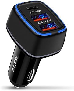 AILKIN 56W PD USB C Car Charger, Type-C Super Fast Power Charging Block 3-Port USB A & USBC Auto Cargador Carro Lighter Adapter for iPhone, iPad, Galaxy, LG, Google Pixel, Moto, USB-C&A Port
