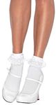 Leg Avenue women pair socks with ruffles white one size approx 36 to 40