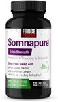 FORCE FACTOR Somnapure Extra Strength Sleep Aid to Fall Asleep Faster & Stay Asleep Longer, Sleep Aids for Adults, Sleeping Pills with 10mg Melatonin, L-Theanine, Chamomile, Lemon Balm, 60 Tablets