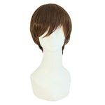 MapofBeauty Fashion Men's Side Bnags Short Straight Synthetic Wig (Light Brown)