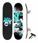 Jaspo NYC (31x8 inches) 7 Layers Canadian Maple Skateboard (Fully Assembled) Stylish UV Print, Ideal for Kids, Boys, Girls, Youth, and Adults - (Black Edition)