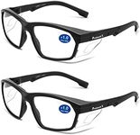 ProtectX Safety Reading Glasses 1.0 Diopter, Safety Glasses with Readers 1.0, Reader Safety Glasses, ANSI Z87.1 Rated with UV Protection - 2 Pack