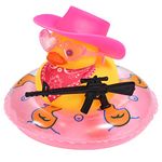 Duck for Cars, Rubber Duck for Car Dashboard, Squeaky Duck Bath Toy Yellow Duck Car Ornament Fun Cowboy Duck Car Accessories Car Dashboard Decorations with Swim Ring Hat Scarf Glasses (Style 1)