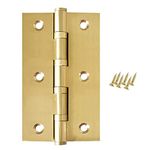 Door Hinges 4 Pieces, Polished Brass Cabinet Drawer Hinges Smooth Solid Hinges for Living Doors,Oak Doors(Length2inch 50mm Brass)