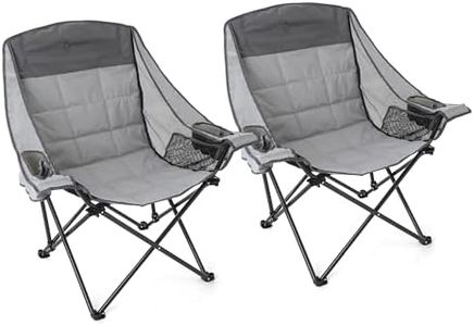 ARROWHEAD OUTDOOR 2-Pack Oversized Folding Camp Chair w/Adjustable Double Sized Cup Holder, Mesh Sides, Inner Pockets, Carry Bag, 300 LBS Weight Capacity