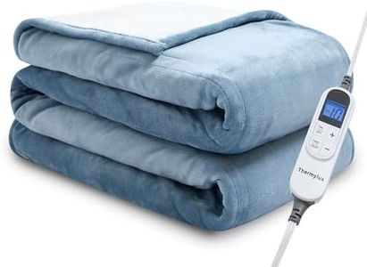 Thermylux Electric Blanket Full 72"x84" Heated Electric Blankets 10 Heating Levels 12 Time Settings 8 Hours Auto Off Fast Heating and Overheat Protection ETL Certified Machine Washable,Light Blue
