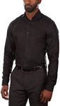 Calvin Klein Men's Dress Shirt Slim Fit Non Iron Stretch Solid, Jet Black, 16.5" Neck 34"-35" Sleeve