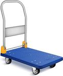 YSSOA Platform Truck with 440lb(200kg) Weight Capacity and 360 Degree Swivel Wheels, Foldable Push Hand Cart for Loading and Storage, Blue