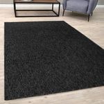 BORING PANDA Area Rugs – Low Pile, Contemporary Rugs for Living Rooms, Bedrooms, Dining Rooms, and Entryways - Modern Design, No Shedding Construction - Dark Grey, 140x200 cm