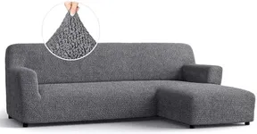 PAULATO BY GA.I.CO. Sectional Couch Cover - Chaise L-Shape Sofa Slipcover - Washable Corner Couch Covers - 1-Piece Form Fit Stretch Cover - Microfibra Collection - Dark Grey (Right-Facing Chaise)