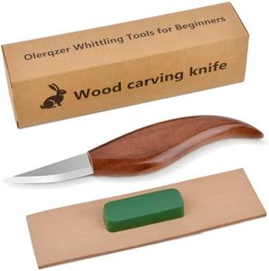 Olerqzer Wood Carving Knife With Leather Strop and Polishing Compound,Wood Whittling Knife,Wood Carving Tools for Beginners,Adults and Kids Whittling Tools (Sloyd Carving Knife)