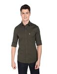 U.S. POLO ASSN. Men's Solid Slim Fit Shirt (USSHTC0057_Olive L)