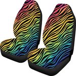 Jiueut Colorful Zebra Print Car Seat Covers for Women Girls,Bell Design Front Bucket Seats Protector Universal Fits Car,Truck,SUV or Van,Boho Design Elephant