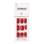 KISS imPRESS Press-On Manicure, Nail Kit, PureFit Technology, Short Press-On Nails, Square, Kill Heels, Includes Prep Pad, Mini File, Cuticle Stick, and 30 Fake Nails